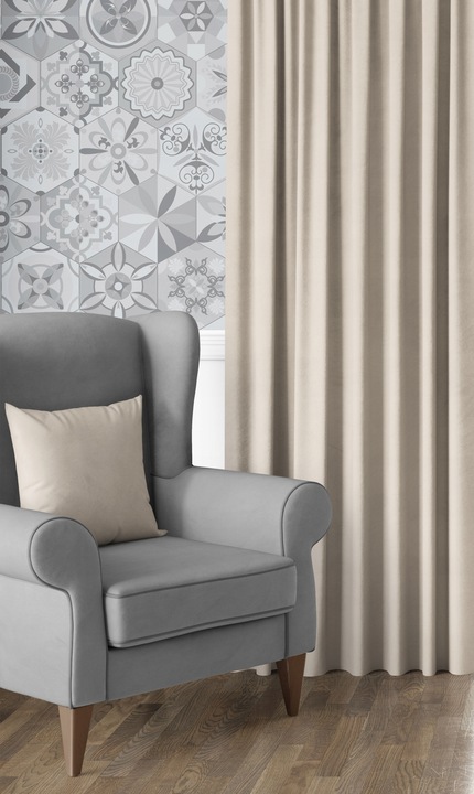 ZASŁONA WELUROWA NA TAŚMIE NA ŻABKI 140x250 KASZMIROWY BEŻOWA GRUBA