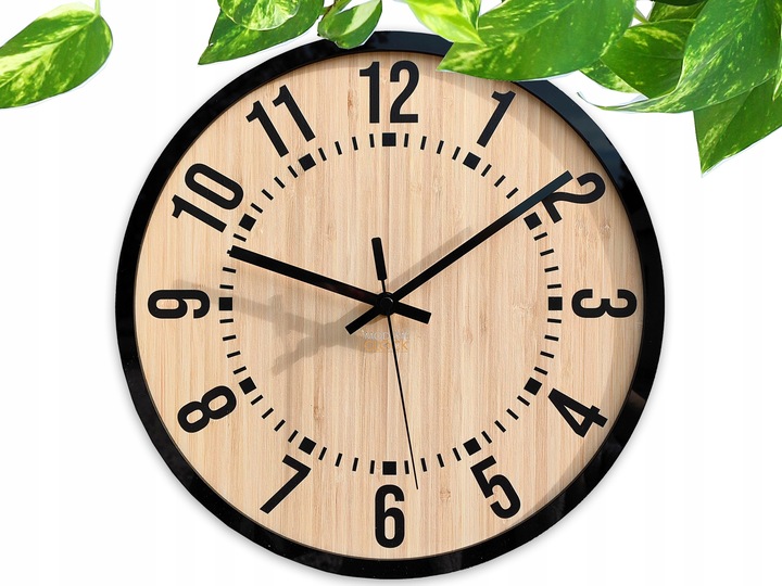 Zegar ścienny Bruno cichy czytelny Bambus Loft