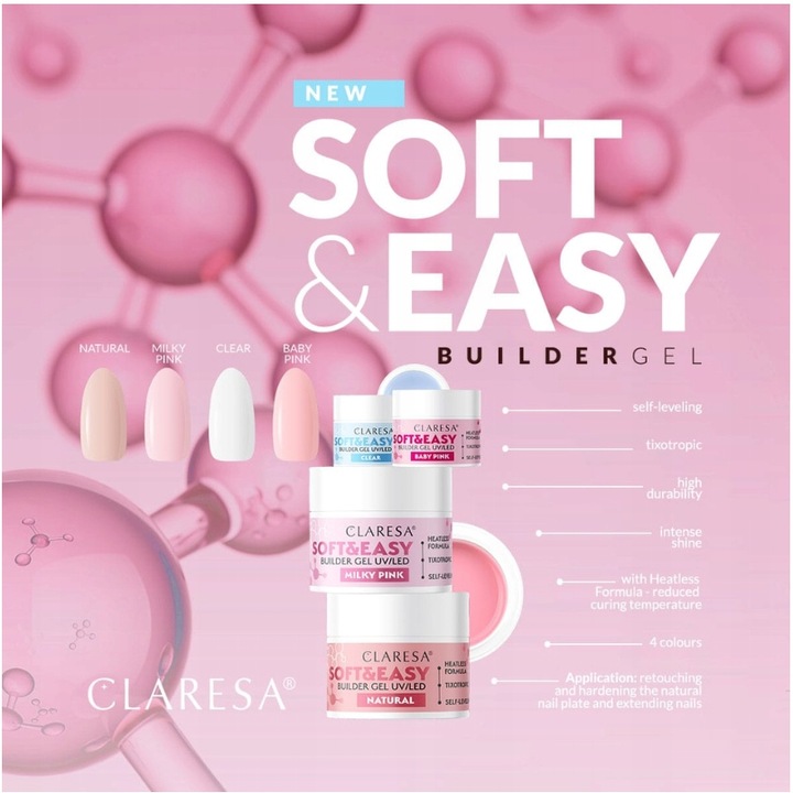 CLARESA SOFT&EASY ŻEL BUDUJĄCY UV/LED GEL BUILDING 45g MILKY WHITE