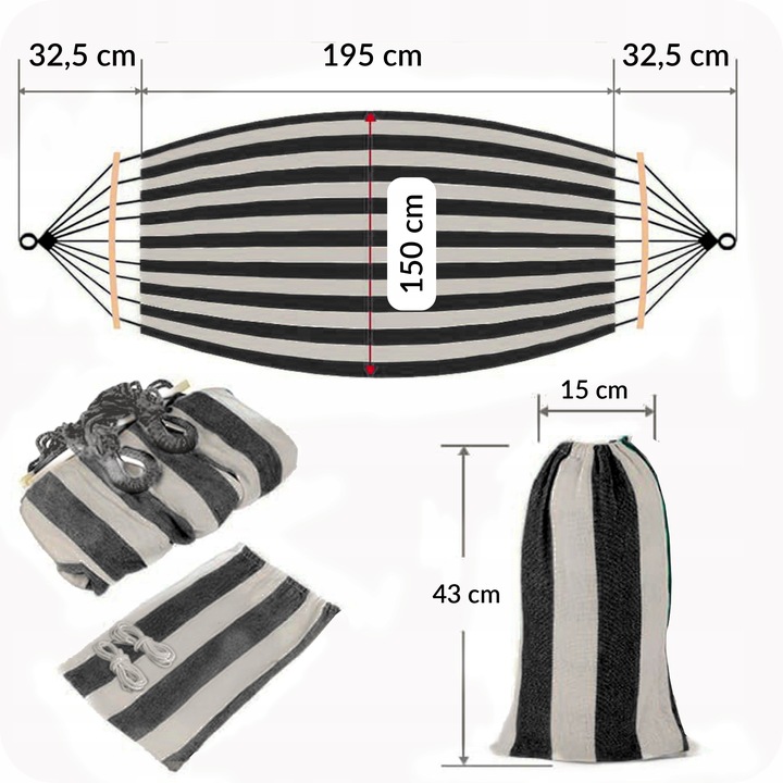 MOCNY HAMAK OGRODOWY DWUOSOBOWY HUŚTAWKA XXL WZMOCNIONY PAŁĄK + TORBA