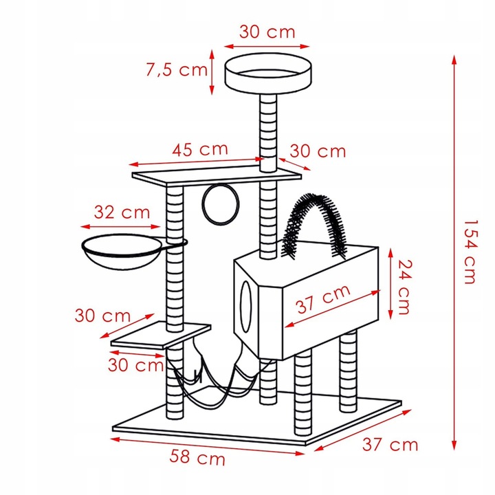 DRAPAK DLA KOTA KOTÓW WYSOKI DUŻY WIEŻA LEGOWISKO DOMEK 7 POZIOMÓW SŁUPEK