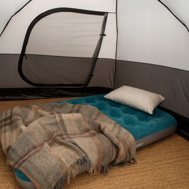 Materac dmuchany Riwall RRD-02 - 191×137×22 cm – welurowy 2-os