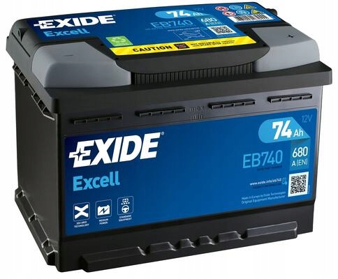 AKUMULATOR SAMOCHODOWY EXIDE EXCELL 74AH 680A EB740 PRAWY+