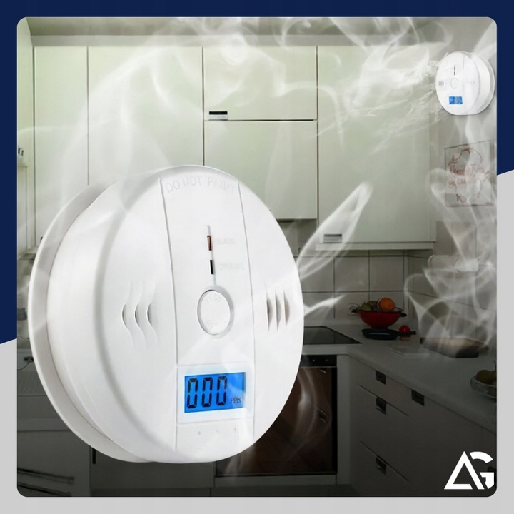 CZUJNIK CZADU GAZU WYKRYWACZ DETEKTOR TLENKU WĘGLA BEZPRZEWODOWY LCD