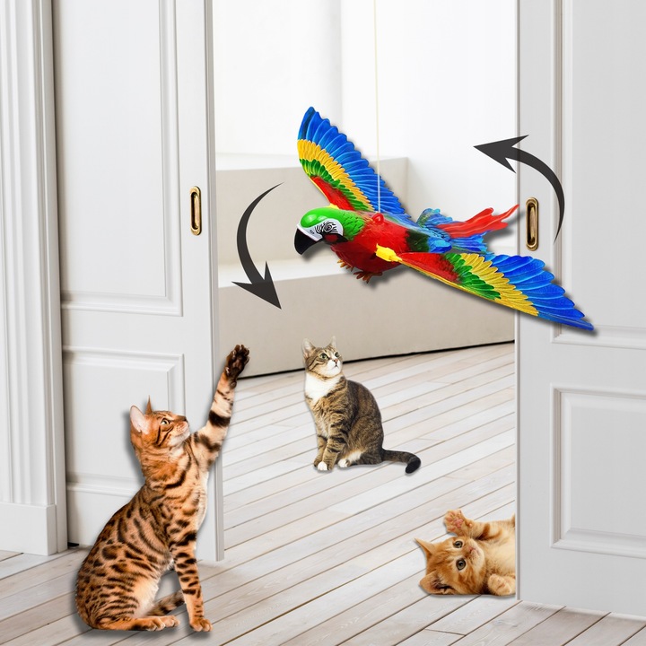 INTERAKTYWNA ZABAWKA DLA KOTA PAPUGA LATAJĄCA SKACZĄCA ELEKTRYCZNA NA ŻYŁCE