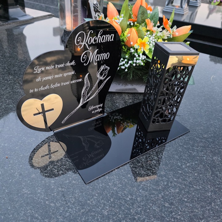 ZNICZ SOLARNY z Grawerem Wieczna Lampka Latarenka LED STATUETKA dla