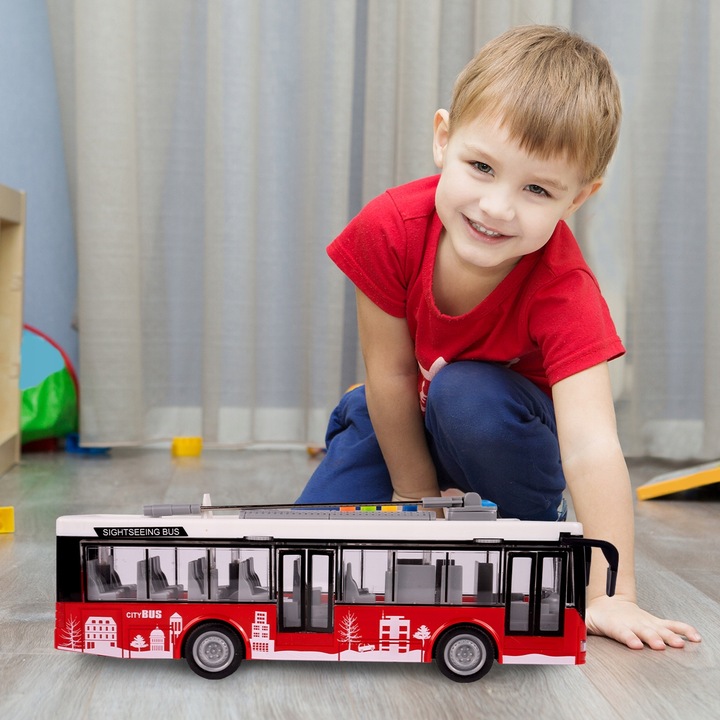 AUTOBUS MIEJSKI INTERAKTYWNY Z NAPĘDEM 1:16 OTWIERANE DRZWI DLA DZIECI