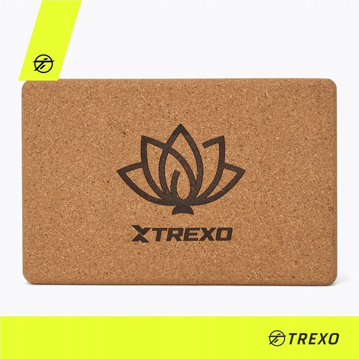 Kostka do jogi pilates TREXO korkowa TXO-B4Z077-NC NATURALNA TRWAŁA 22x14x7