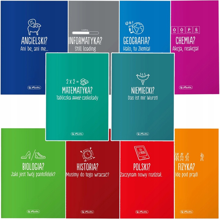 ZESTAW 10 ZESZYTÓW TEMATYCZNYCH PRZEDMIOTOWYCH ZE ŚCIĄGĄ 60k A5 HERLITZ