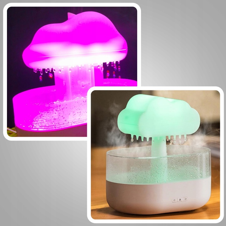 DUŻY NAWILŻACZ POWIETRZA DYFUZOR AROMATERAPIA GRZYBEK LAMPKA NOCNA LED