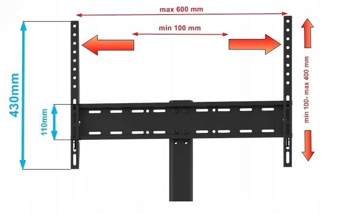 Podłogowy Mobilny Stojak TV pod Telewizor Uniwersalny Regulowany