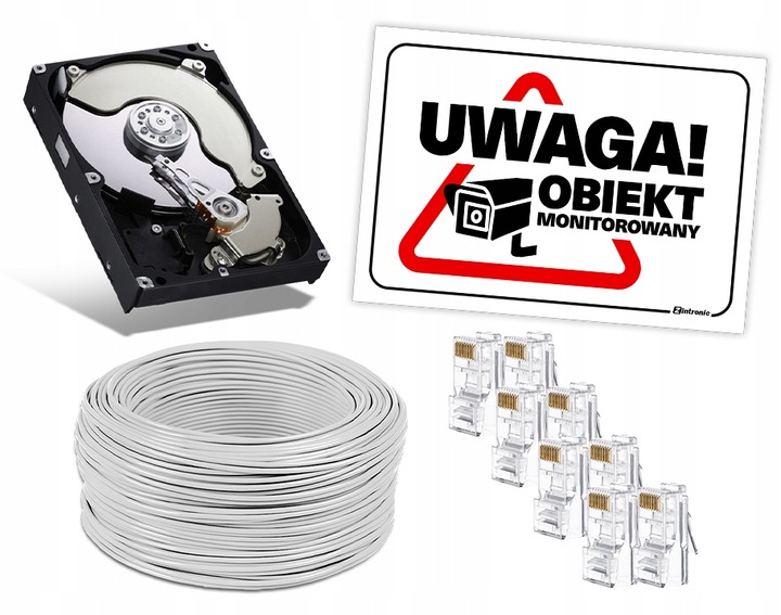 ZESTAW MONITORINGU 4MP IP POE 4 KAMERY 4MPx 1TB PODGLĄD APLIKACJA DETEKCJA