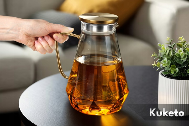 DZBANEK DO HERBATY szklany ZAPARZACZ Z SITEM FILTREM Kuketo Crystal 1500ml