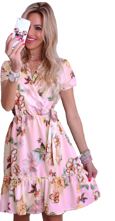 MODNA SUKIENKA CUD WZORY KWIATY KOMUNIA WESELE 232