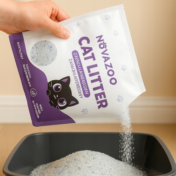 8x ŻWIREK SILIKONOWY LAWENDOWY BEZPYŁOWY PREMIUM DLA KOTA NOVAZOO 3.8L