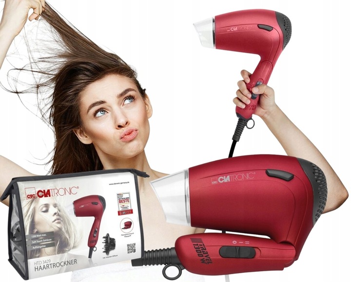 SUSZARKA DO WŁOSÓW MAŁA LEKKA SKŁADANA TURYSTYCZNA PODRÓŻNA 1300W JONIZACJA