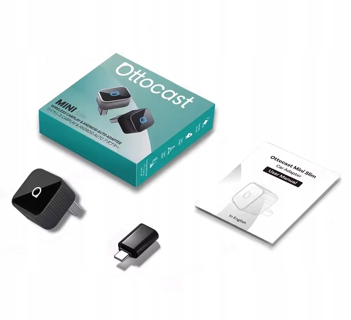 Adapter samochodowy Ottocast Mini Slim Cube do CarPlay Android Auto
