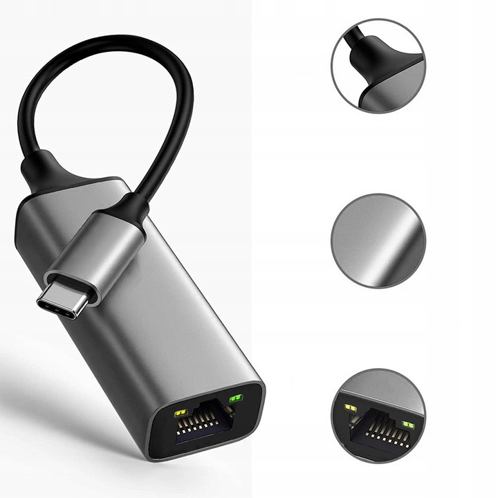 ADAPTER PRZEJŚCIÓWKA USB-C ETHERNET LAN RJ45 HUB KARTA SIECIOWA 1000MBPS