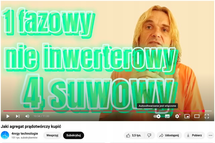 Agregat prądotwórczy generator prądnica 5500W /13KM (9,56kW) / AVR /