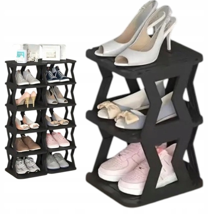 SZAFKA NA BUTY REGAŁ PÓŁKA ORGANIZER STOJAK OBUWIE CZARNY MODUŁOWY 3