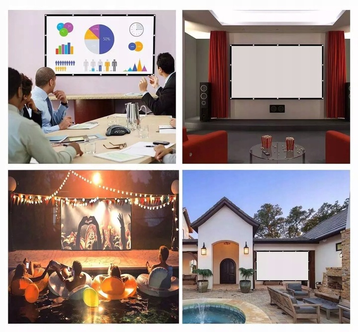 EKRAN PROJEKCYJNY do projektora Rzutnika Przenośny Zwijany 16:9 120 Cali