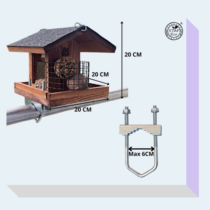 Karmnik dla ptaków DREWNIANY SOLIDNY Brązowy Ozdoba Na Balkon Do