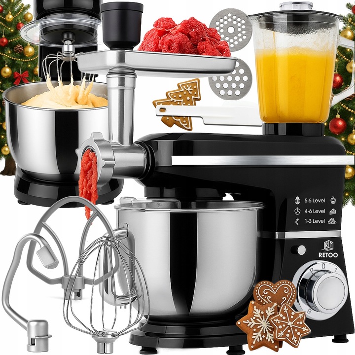 ROBOT KUCHENNY PLANETARNY Z MISĄ BLENDER MASZYNKA DO MIĘSA MIKSER 5w1