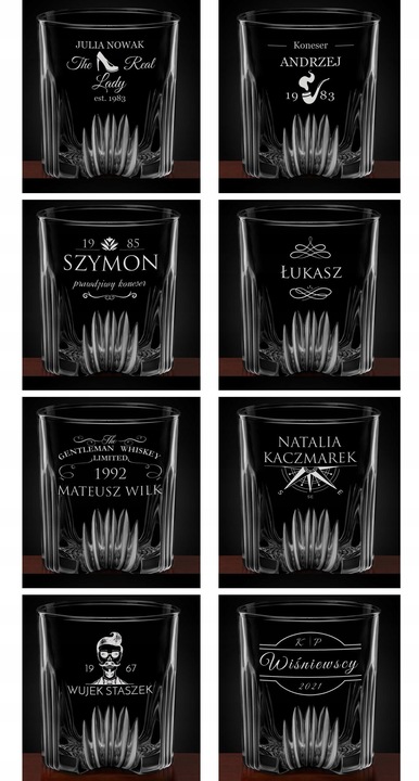 Karafka 6 Szklanek Zestaw do Whisky z Grawerem Prezent na Urodziny Imieniny