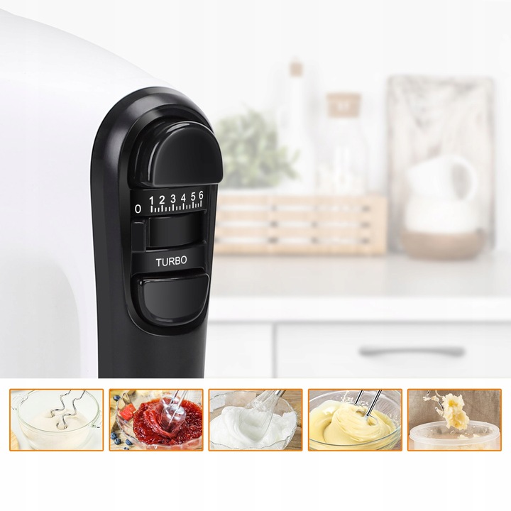 Mikser ręczny elektryczny kuchenny 400W 6 biegów TURBO 5 mieszadła