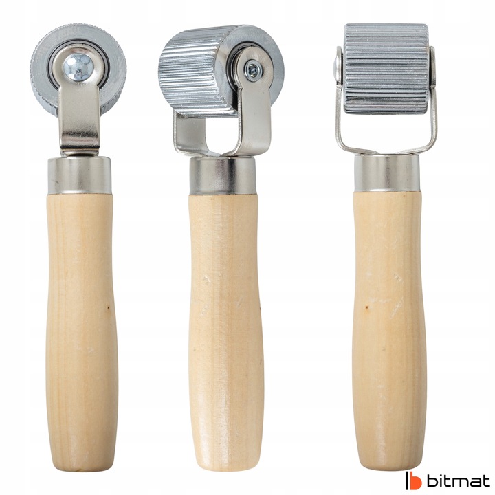 Rolka dociskowa fazowana do mat butylowych wałek z drewnianą rączką