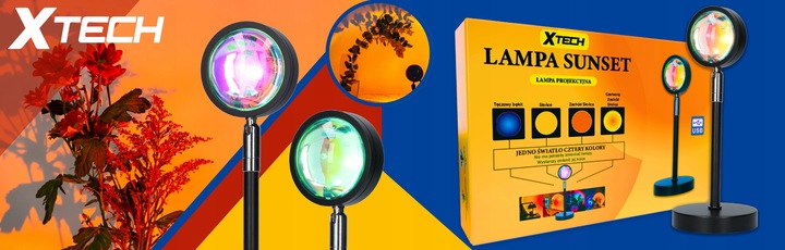 LAMPA ZACHÓD SŁOŃCA Lampka Sunset Lamp Projektor Wschód - Imitujaca Słońce