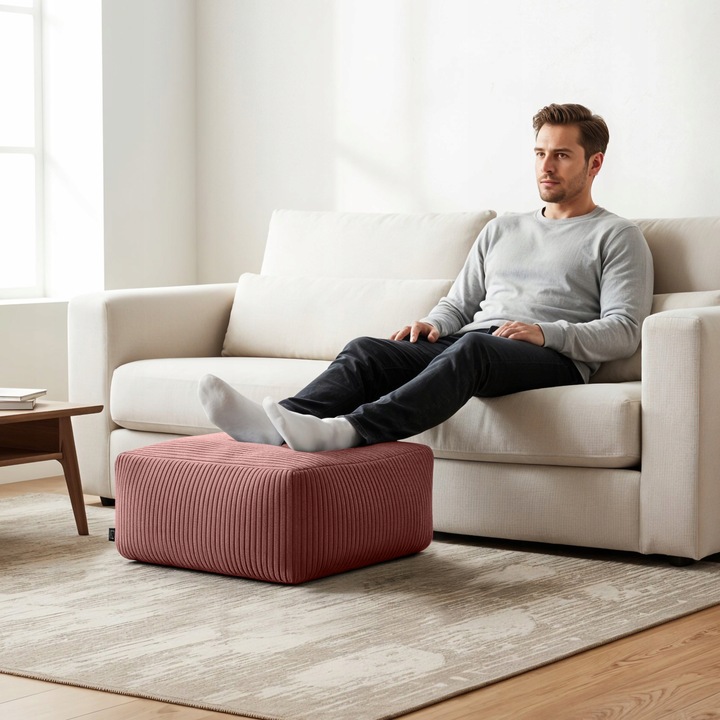 NOWOCZESNA PUFA PUF SIEDZISKO 45 CM KWADRATOWA DO SALONU PODNÓŻEK