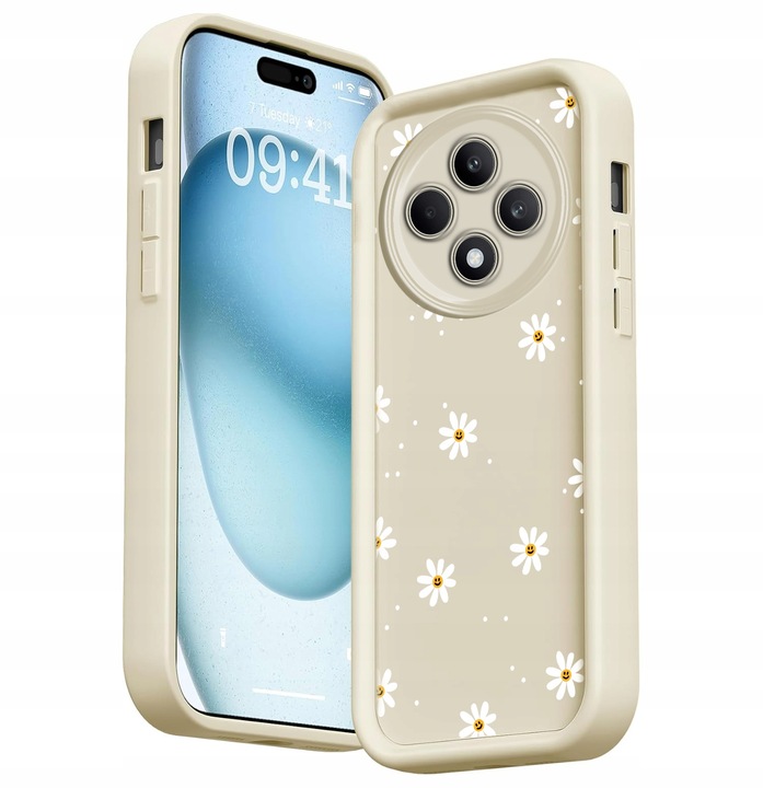 ETUI DO OPPO RENO 12 F 5G / 12 FS 5G SILIKON SOFT OCHRONA Stokrotki + SZKŁO