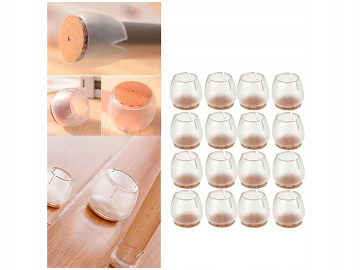 NAKŁADKI OCHRONNE NA NOGI KRZESŁA MEBLI SILIKONOWE FILC 17-21 mm 16