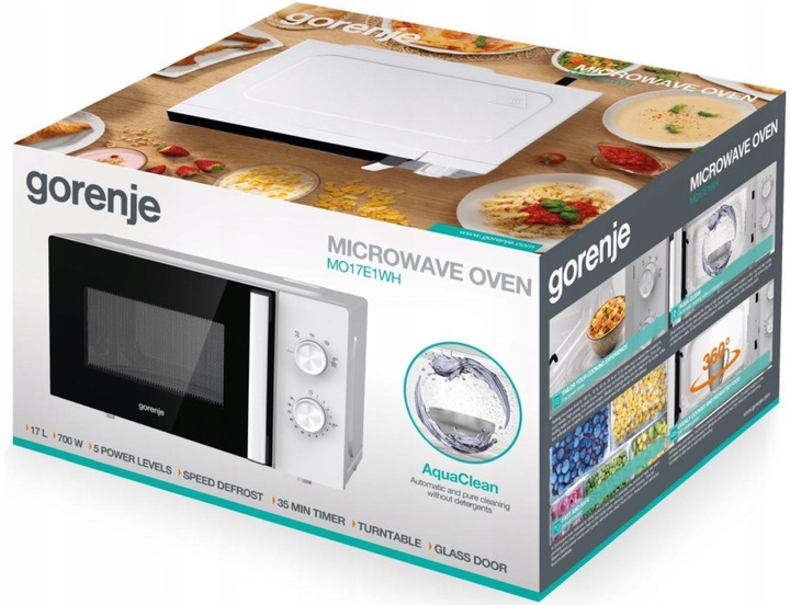 Kuchenka mikrofalowa wolnostojąca Gorenje MO17E1WH 17l 700W AquaClean