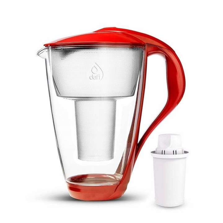 Dzbanek filtrujący szklany Dafi Crystal LED CZERWONY + 1 filtr Classic