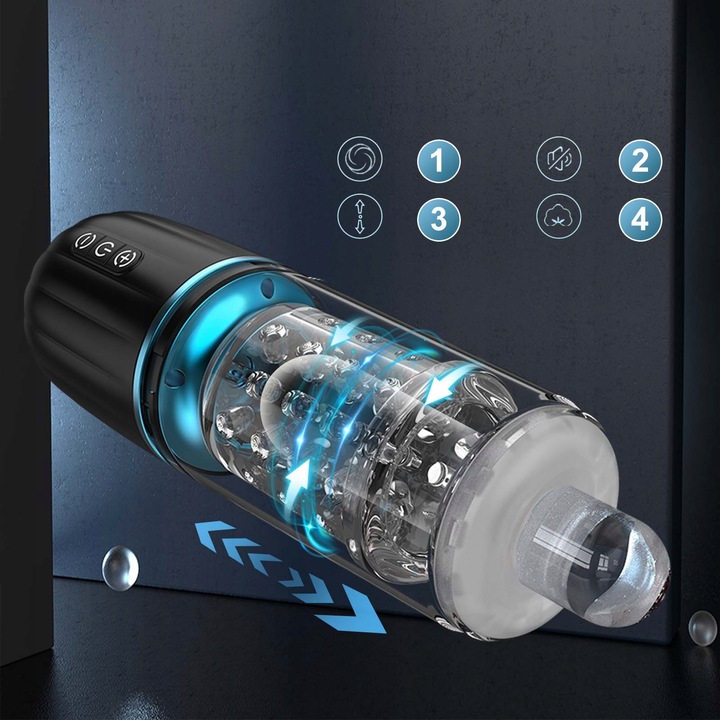 Automatyczny masturbator męski z 7 ruchami pchającymi i obrotowymi