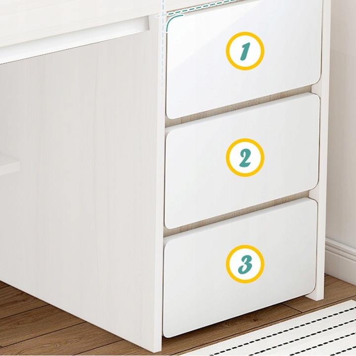 BIURKO KOMPUTEROWE MŁODZIEŻOWE BIAŁE STYL SKANDYNAWSKI DUŻE PÓŁKI