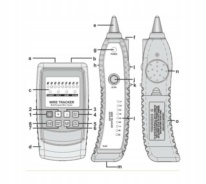 SZUKACZ PAR TESTER PRZEWODÓW DETEKTOR SIECI WIRE TRACKER RJ11 RJ45 ZESTAW