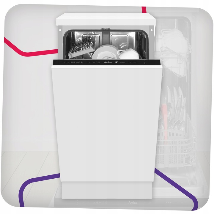 Zmywarka do zabudowy Amica DIM41 45 cm 9 kompletów SteamPower LED