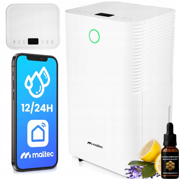 CICHY OSUSZACZ POWIETRZA POCHŁANIACZ WILGOCI 12L/24H + WiFi + TIMER