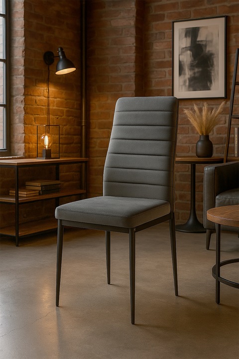 KRZESŁO PIKOWANE WELUR SALON JADALNIA KUCHNIA WYSOKIE MARK KT118 SZARE