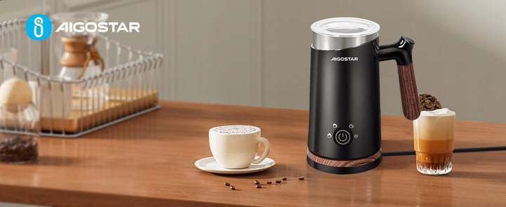 Spieniacz do mleka Podgrzewacz 4 tryby 500w czarny Aigostar