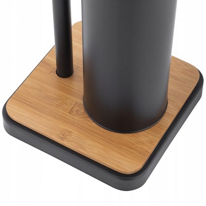 Stojak uchwyt na papier toaletowy i szczotka do WC toalety czarna bambus