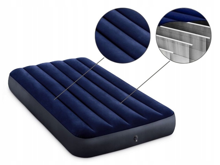 Materac Dmuchany Welurowy Jednoosobowy Łóżko 191x99x25 Intex 64757