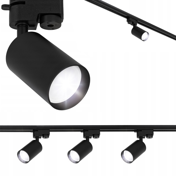 Oświetlenie szynowe 3x Lampa GU10 czarna listwa 1m SZYNOPRZEWÓD reflektor