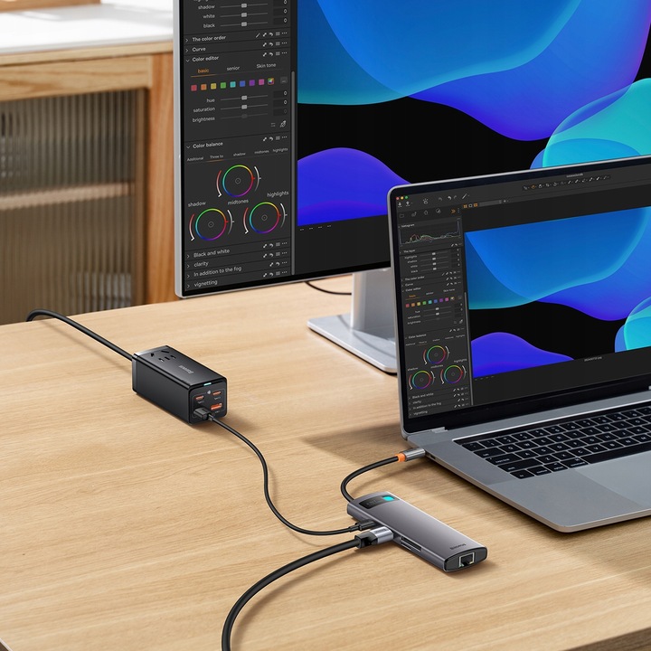 Hub 8w1 Baseus USB-C do USB 3.0 HDMI USB-C PD RJ45 Rozdzielacz Adapter