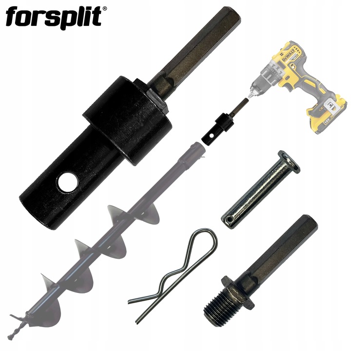 Adapter do wiertarki - Wkrętarka HEX > Wiertło do gleby 20 mm / świder