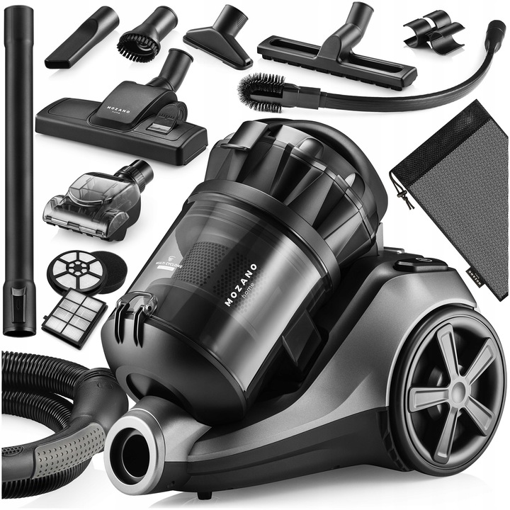 ODKURZACZ CYKLONOWY MOZANO BEZWORKOWY TURBOSZCZOTKA 4000W FILTR HEPA 3L