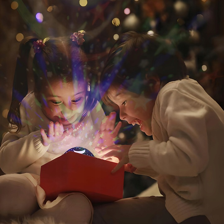 LAMPKA NOCNA PROJEKTOR GWIAZD NIEBA OBROTOWA 2w1